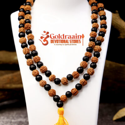 Panchamukhi Rudraksha + Karungali Mala –8 mm  Spiritual & Protective Energy Beads