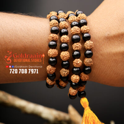 Panchamukhi Rudraksha + Karungali Mala –8 mm  Spiritual & Protective Energy Beads - Image 3