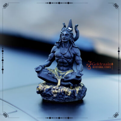 Samadhi Yogi Shiva Resin idol Black and Gold - Image 2