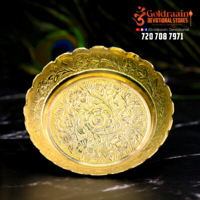 Pure Brass Plate for Abhishekam & Prasadam – 3.5 Inch, 50g | Traditional Pooja Item