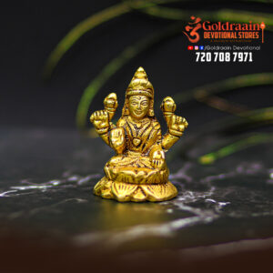 100% Pure Brass Lakshmi Devi Idol (5 CM) | Laxmi Idol for Pooja Room, Home Decor, Car Dashboard or Office Desk | Varalakshmi Pooja Idol | Goddess Lakshmi Idol for Diwali