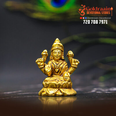 100% Pure Brass Lakshmi Devi Idol (5 CM) | Laxmi Idol for Pooja Room, Home Decor, Car Dashboard or Office Desk | Varalakshmi Pooja Idol | Goddess Lakshmi Idol for Diwali - Image 2