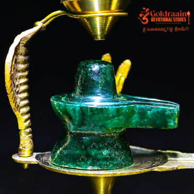 Pure Original maragatham Lingam With Brass Abhishekam Stand - Image 2