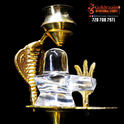Pure Original Spatika Lingam With Brass Abhishekam Stand - Image 2